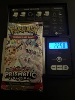 22.58g VERY HEAVY Prismatic Evolutions Pokemon Sealed Booster Pack New - Image 1