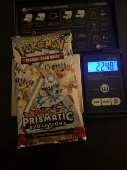 22.48g VERY HEAVY Prismatic Evolutions Pokemon Sealed Booster Pack New - Image 1