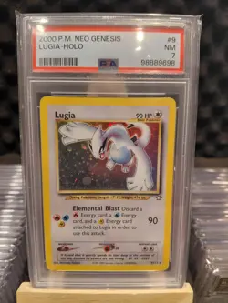 Pokemon Neo Genesis Lugia Holo Rare Card 9/111 PSA 7 NM - Image 1