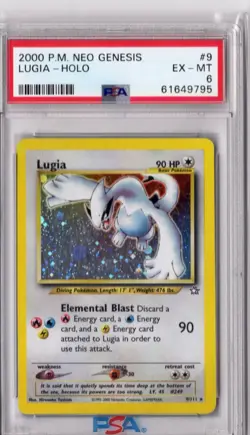 Pokemon Neo Genesis Lugia 9/111 Holo Rare Card PSA 6 EX-MT - Image 1