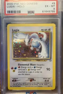 Pokemon Neo Genesis Lugia 9/111 Holo Rare Card PSA 6 EX-MT - Image 2