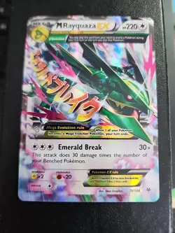 Pokemon TCG Mega-Rayquaza EX Roaring Skies Holo Rare Card 76/108 - Image 1