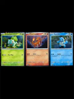 Pokemon 151 Promo Bulbasaur Charmander Squirtle SVP 046 047 048 Kanto Cosmo Holo - Image 1