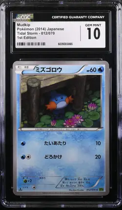 ✨Mudkip 012/070 1st Edition Tidal Storm Pokemon Japanese CGC 10 Gem Mint - Image 1