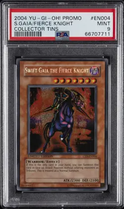 2004 YU-GI-OH! PROMO COLLECTOR TINS #EN004 SWIFT GAIA THE FIERCE KNIGHT PSA 9 - Image 1