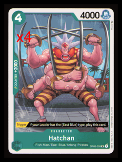 4 X One Piece Hatchan OP03-033 Pillars of Strength English Playset NM - Image 1