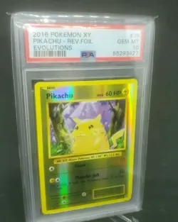 2016 Pokemon XY Evolutions Reverse Foil Holo Pikachu #35 Rare PSA 10 - Image 2