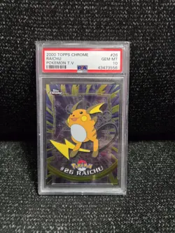 PSA 10 2000 Pokemon Game Topps Chrome TV Raichu Rare GEM MINT Base Set #26 - Image 1
