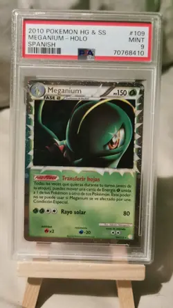 Pokemon Meganium Prime Spanish HeartGold & SoulSilver Holo 109/123 PSA 9 Pop 1 - Image 1