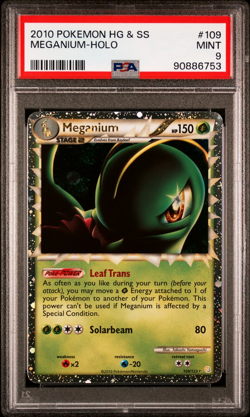PSA 9 MINT - Meganium PRIME 109/123 (HeartGold SoulSilver) Holo Pokemon Card - Image 1