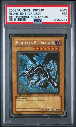 2002 YU-GI-OH! PROMO BPT-COLLECTOR'S TINS #005 RED-EYES B. DRAGON PSA 7 - Image 1