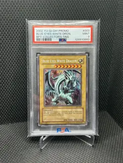 2002 YU-GI-OH! PROMO BPT-COLLECTOR'S TINS #003 BLUE-EYES WHITE DRAGON PSA 9 - Image 1