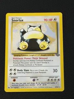 Pokemon TCG Snorlax Jungle 27/64 Non-Holo Rare Vintage 1999 WOTC Card - Image 1