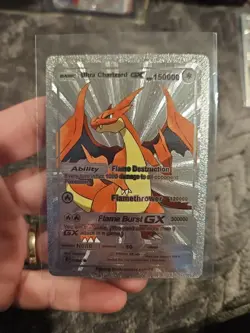 Ultra Charizard GX Silver Foil Fan Art Collector Pokemon Card Orange - Image 1