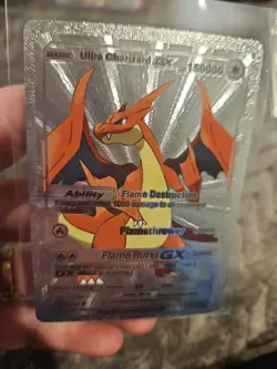 Ultra Charizard GX Silver Foil Fan Art Collector Pokemon Card Orange - Image 2