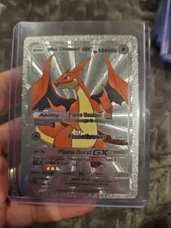 Ultra Charizard GX Silver Foil Fan Art Collector Pokemon Card Orange - Image 5