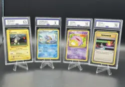 Lot (4) GRADED Pokemon Cards Wartortle 9, Koffing 10, Trainer 10, Magnemite 9.5 - Image 1