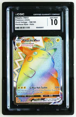 2020 Pokemon Pikachu VMAX Rainbow Secret 188/185 Vivid Voltage CGC Gem Mint 10 - Image 1
