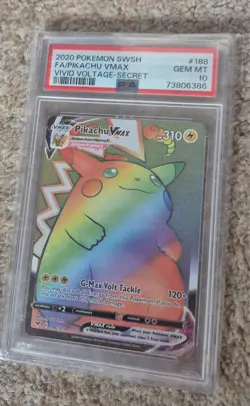 2020 Pokemon Vivid Voltage Pikachu VMax Rainbow 188/185 PSA 10 GEM MINT SECRET - Image 1