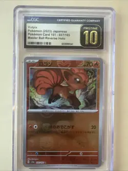 CGC 10 PRISTINE Vulpix 037/165 Master Ball Reverse Holo Japanese 151 Pokemon - Image 1