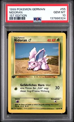 1999 POKEMON GERMAN 1ST EDITION #55 NIDORAN PSA 10 - Image 1