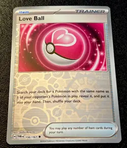 Love Ball 156/167 NM Reverse Holo Adorable Pink Heart Art Pokemon Card! - Image 1