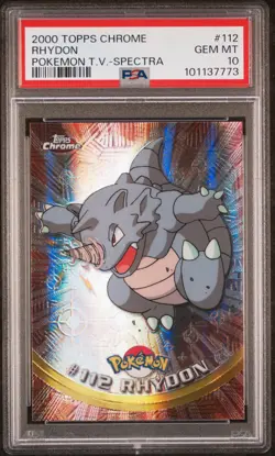 POKEMON PSA 10 RHYDON SPECTRA #112 POKEMON T.V. TOPPS CHROME ENGL POP 12!🌍 - Image 1