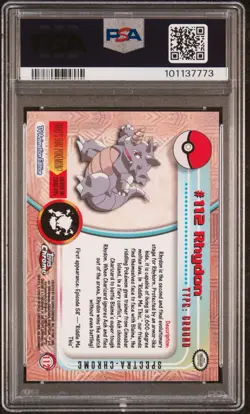 POKEMON PSA 10 RHYDON SPECTRA #112 POKEMON T.V. TOPPS CHROME ENGL POP 12!🌍 - Image 2