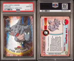 POKEMON PSA 10 RHYDON SPECTRA #112 POKEMON T.V. TOPPS CHROME ENGL POP 12!🌍 - Image 3