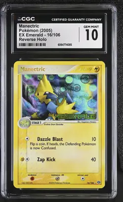 CGC 10 GEM MINT Manectric EX Emerald 16/106 Reverse Holo Stamped Pokemon Card - Image 1