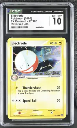 CGC 10 GEM MINT Electrode EX Emerald 27/106 Reverse Holo Stamped Pokemon Card - Image 1