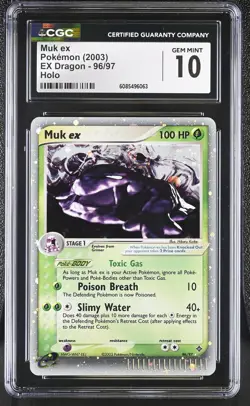 CGC 10 GEM MINT Muk ex 2003 EX Dragon 96/97 Holo Pokemon Card - Image 1