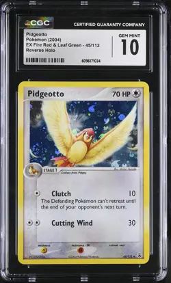 CGC 10 GEM MINT Pidgeotto Fire Red & Leaf Green 45/112 Reverse Holo Pokemon Card - Image 1