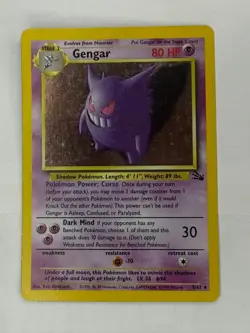 Gengar Holo Fossil Set 1999 Pokemon Card - Excellent Condition, Light Wear - Image 1