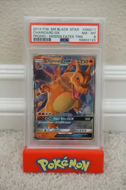 2019 POKEMON SM BLACK STAR CHARIZARD GX PROMO HIDDEN FATES TIN PSA 8 NM-MINT - Image 1