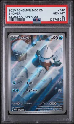 2025 POKEMON MEG EN-MEGA EVOLUTION ILLUSTRATION RARE #140 SNOVER PSA 10 - Image 1
