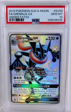 Pokemon S & M GRENINJA GX Hidden Fates Full Art SV56/SV94 PSA 10 💎 GEM MINT - Image 1