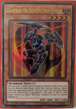 YuGiOh Gearfried the Red-Eyes Iron Knight Ultra Rare 1st Edition LEDU-EN002 - Image 1