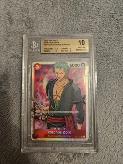 2022 One Piece Romance Dawn Roronoa Zoro SR BGS 10 #OP1-025 - Image 1