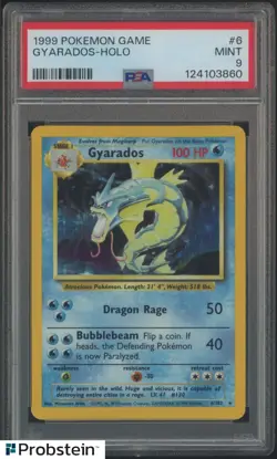 1999 Pokemon Game Base Set Gyarados Holo #6 PSA 9 MINT - Image 1