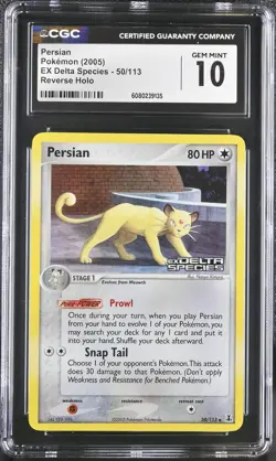 CGC 10 Persian EX Delta Species 50/113 Reverse Holo Stamped Pokemon Card - Image 1