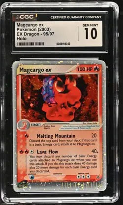 CGC 10 GEM MINT Magcargo ex 2003 EX Dragon 95/97 Holo SWIRL Pokemon Card - Image 1