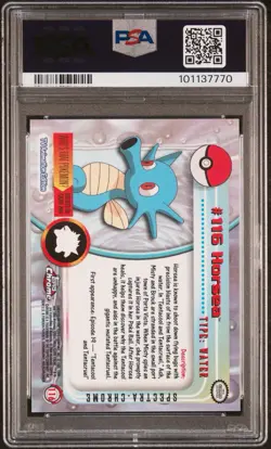 POKEMON PSA 10 HORSEA SPECTRA #116 POKEMON T.V. TOPPS CHROME ENGL POP 15!🌍 - Image 2