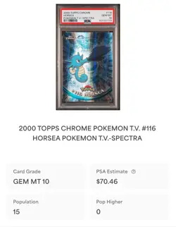 POKEMON PSA 10 HORSEA SPECTRA #116 POKEMON T.V. TOPPS CHROME ENGL POP 15!🌍 - Image 4