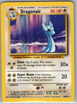 Dragonair 18/102 Non Holo Base Set - Pokemon Card - MP - Image 1