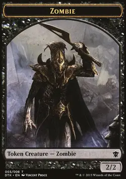 MTG Magic the Gathering Token - Zombie (3/272) Dragons of Tarkir LP - Image 1