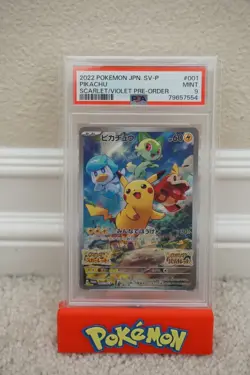 2022 POKEMON JPN SV-P PIKACHU SCARLET / VIOLET #001 PRE-ORDER PROMO PSA 9 MINT - Image 1