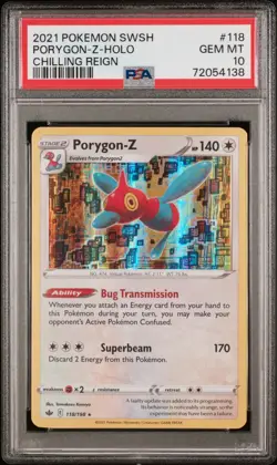 2021 POKEMON SWORD & SHIELD CHILLING REIGN #118 PORYGON-Z-HOLO PSA 10 - Image 1