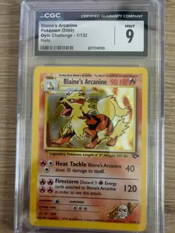 CGC 9 BLAINE'S ARCANINE 1/132 GYM CHALLENGE HOLO POKEMON MINT - Image 1