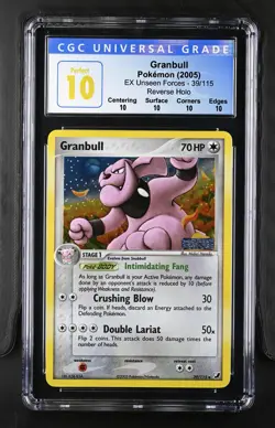Pokemon TCG Granbull EX Unseen Forces 39/115 Reverse Holo CGC 10 Perfect Pop 1 - Image 1